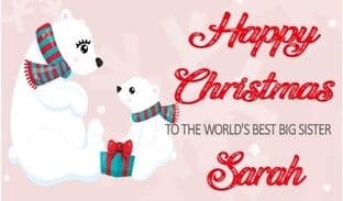 Personalised Big Sister Christmas Bar Wrapper - Polar Bears