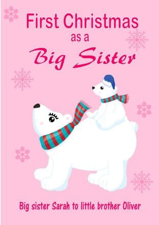 Personalised Big Sister to Little Brother Christmas Card Design 1