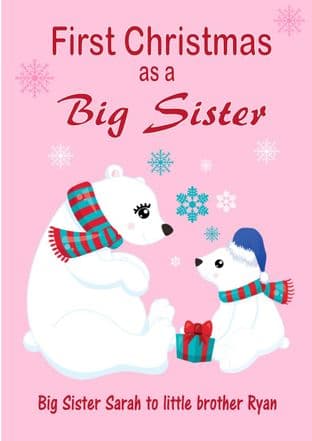 Personalised Big Sister to Little Brother Christmas Card Design 2