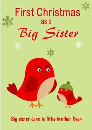 Personalised Big Sister to Little Brother Christmas Card Design 3
