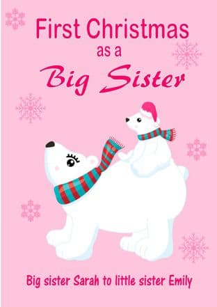 Personalised Big Sister to Little Sister Christmas Card Design 1