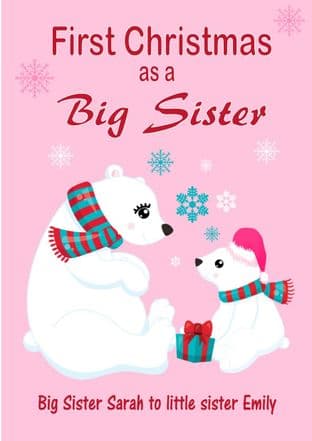 Personalised Big Sister to Little Sister Christmas Card Design 2