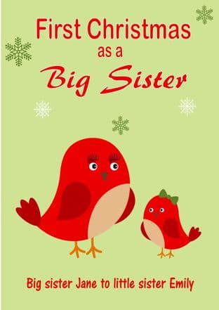 Personalised Big Sister to Little Sister Christmas Card Design 3