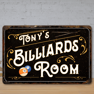 Personalised Billiards Faux Rusted Vintage Style Metal Sign 2