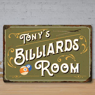 Personalised Billiards Faux Rusted Vintage Style Metal Sign 3