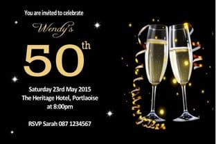 Personalised Birthday Invitation Black Gold White