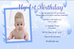Personalised Birthday Photo Invitations - Boy Design 8