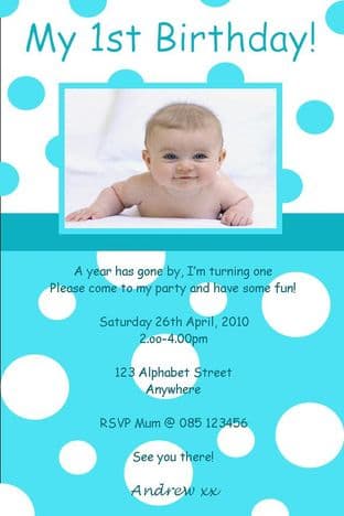 Personalised Birthday Photo Invitations - Boy Design 9