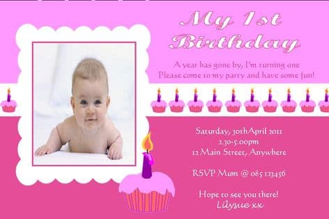 Personalised Birthday Photo Invitations - Girl Design 10