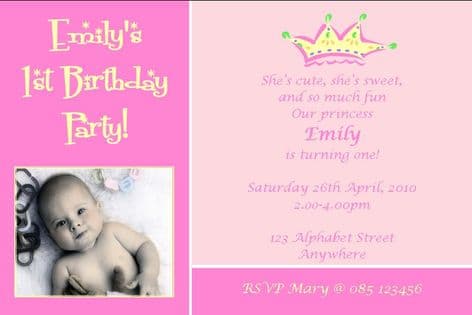 Personalised Birthday Photo Invitations - Girl Design 12