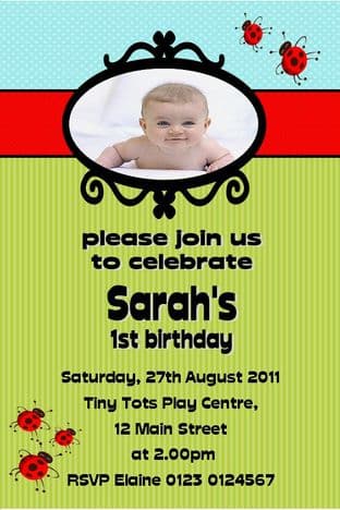 Personalised Birthday Photo Invitations - Girl Design 14