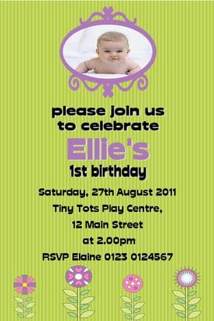 Personalised Birthday Photo Invitations - Girl Design 15