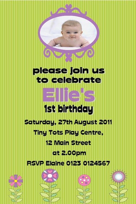Personalised Birthday Photo Invitations - Girl Design 15