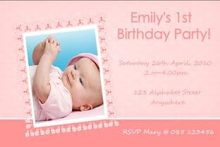Personalised Birthday Photo Invitations - Girl Design 2