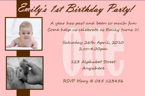 Personalised Birthday Photo Invitations - Girl Design 3