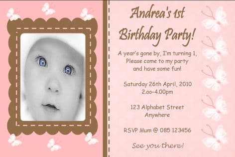 Personalised Birthday Photo Invitations - Girl Design 5