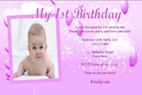 Personalised Birthday Photo Invitations - Girl Design 7