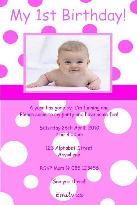 Personalised Birthday Photo Invitations - Girl Design 8