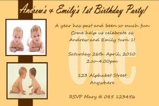 Personalised Birthday Photo Invitations - Twins Design 1