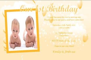 Personalised Birthday Photo Invitations - Twins Design 4