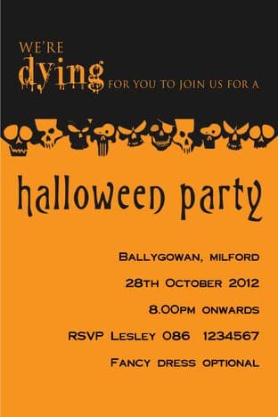 Personalised Black Orange Halloween Invitation
