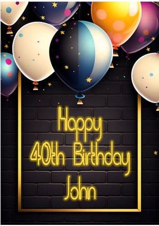 Personalised Black Wall & Balloons Birthday Card