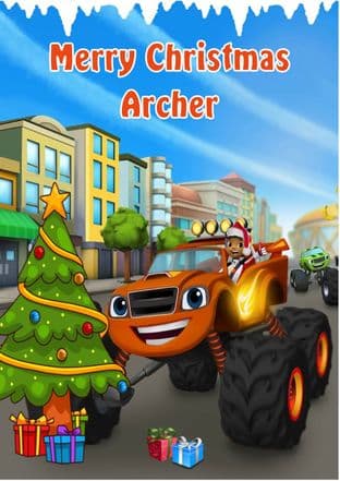 Personalised Blaze and the Monster Machines Christmas Card
