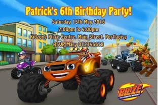 Personalised Blaze and the Monster Machines Invitations