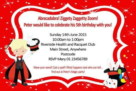 Personalised Blonde Boy Magician Invitations