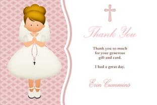 Personalised Blonde Girl Communion Thank You Card
