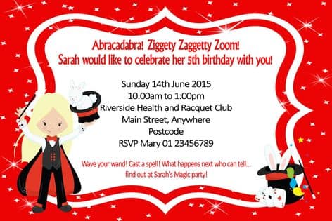 Personalised Blonde Girl Magician Invitations