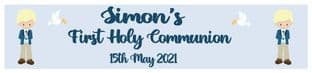 Personalised Blonde Hair Boy Communion Banner Design 3