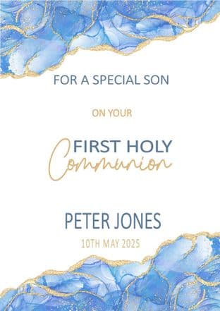 Personalised Blue Agate Communion Card