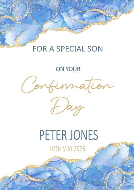 Personalised Blue Agate Confirmation Card
