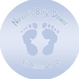 Personalised Blue Baby Feet Baby Shower Stickers