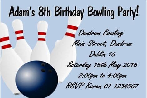 Personalised Bowling Theme Invitations
