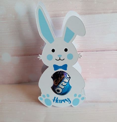 Personalised Blue Easter Bunny Creme Egg Holder