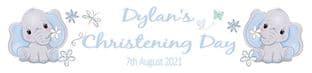 Personalised Blue Elephant Christening Banner