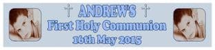 Personalised Blue Photo First Communion Banner