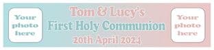 Personalised Blue & Pink First Communion Photo Banner
