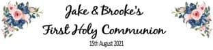 Personalised Blue & Pink Flower Communion Banner