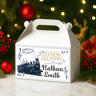 Personalised Blue Polar Express Themed Treat Box
