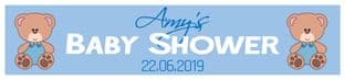 Personalised Blue Teddy Baby Shower Banner