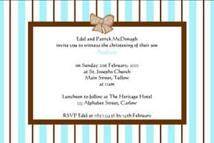 Personalised Boy Christening Invitations Design 2