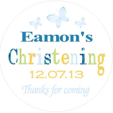 Personalised Boy Christening Sticker Design 11