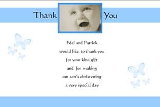 Personalised Boy Christening Thank You Cards Design 3