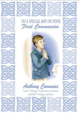Personalised Boy Communion Card Celtic Border