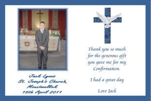 Personalised Boy Confirmation Thank You Card