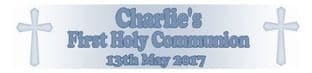 Personalised Boy First Communion Banner Blue Crosses