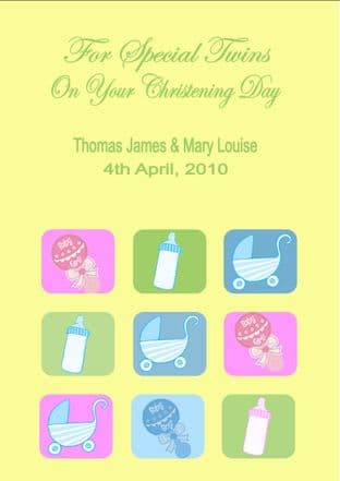 Personalised Boy Girl Twins Christening Card (2)